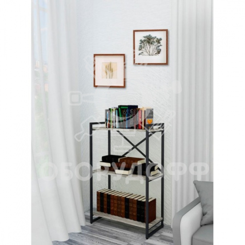 GUTTA Стеллаж 106х69х34 см с тремя полками, патина, черный