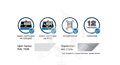MS Pro Z Стеллаж 2500х1500х600 (5 яруса), нагрузка на полку 500 кг