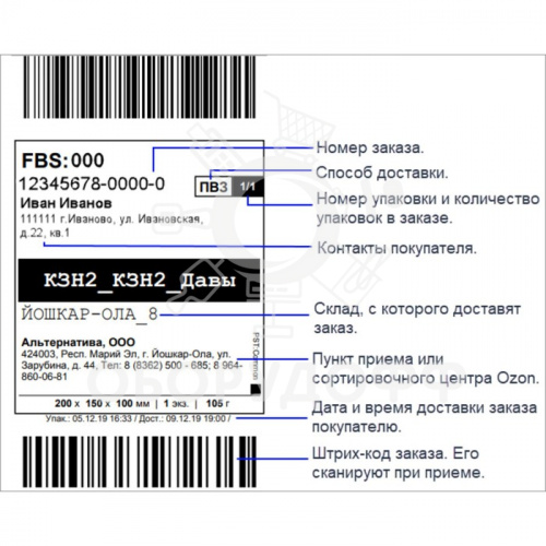 Термоэтикетка 75х120х300 мм