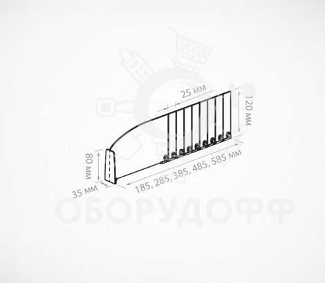 DIV120 -ВT80 Пластиковый обламывающийся разделитель высотой 120 мм c передним ограничителем 80 мм
